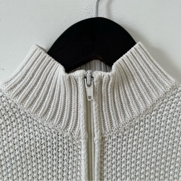 L.L.Bean White Knit Zip Mock Neck Sweater - Picture 3 of 7